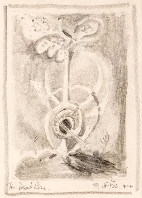 THE DESERT ROSE by Colin Middleton, pencil and graphite, sold Oct 2020