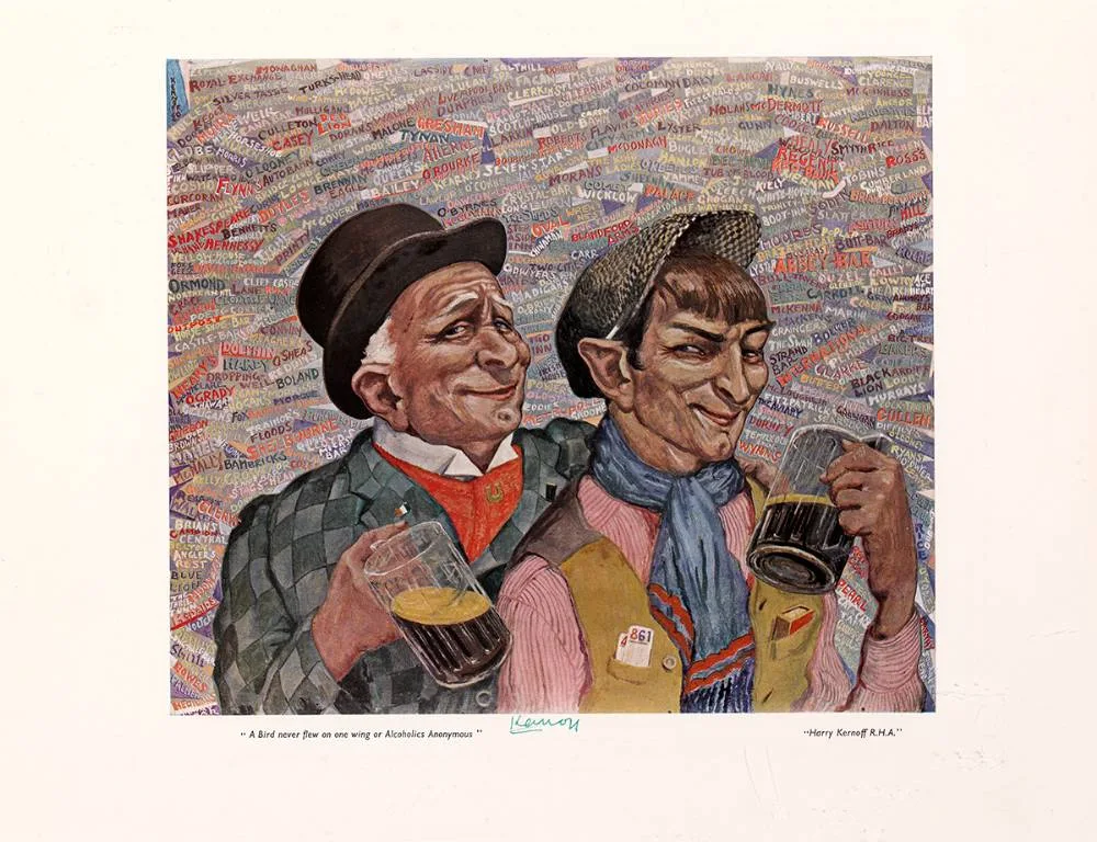 A BIRD NEVER FLEW ON ONE WING by Harry Kernoff, print, sold Oct 2020