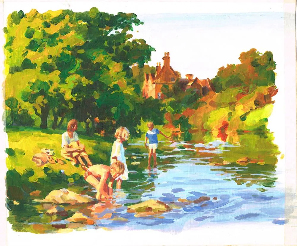 John Hancock, BOOK COVER TO MAEVE BINCHY'S FIREFLY SUMMER, acrylic on paper; (unframed)
