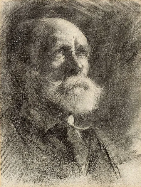 Sarah Cecilia Harrison, HEAD OF A BEARDED GENTLEMAN, charcoal on tinted paper