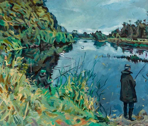Richard Moore, RIVER BOYNE, 'CURLEY HOLE', 1991, oil on board