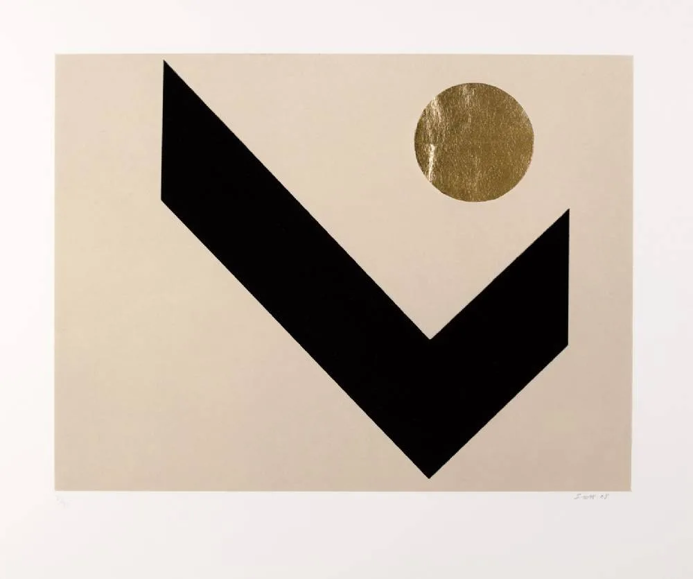 TANGRAM IV by Patrick Scott, 2005, carborundum and gold leaf; (no. 52 from edition of 75), sold Oct 2020