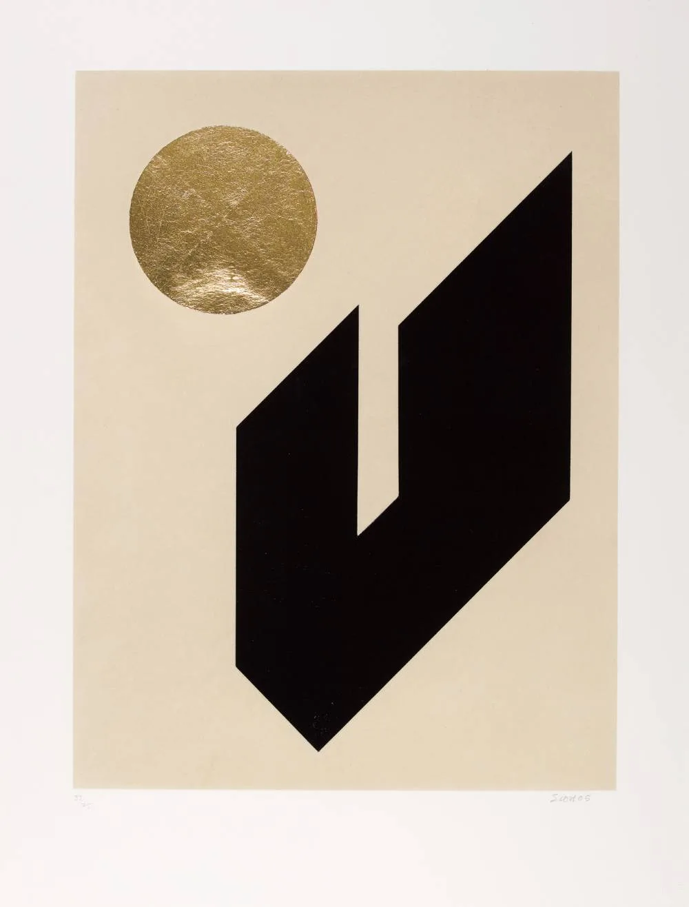 Patrick Scott, TANGRAM III, 2005, carborundum and gold leaf; (no. 52 from edition of 75)