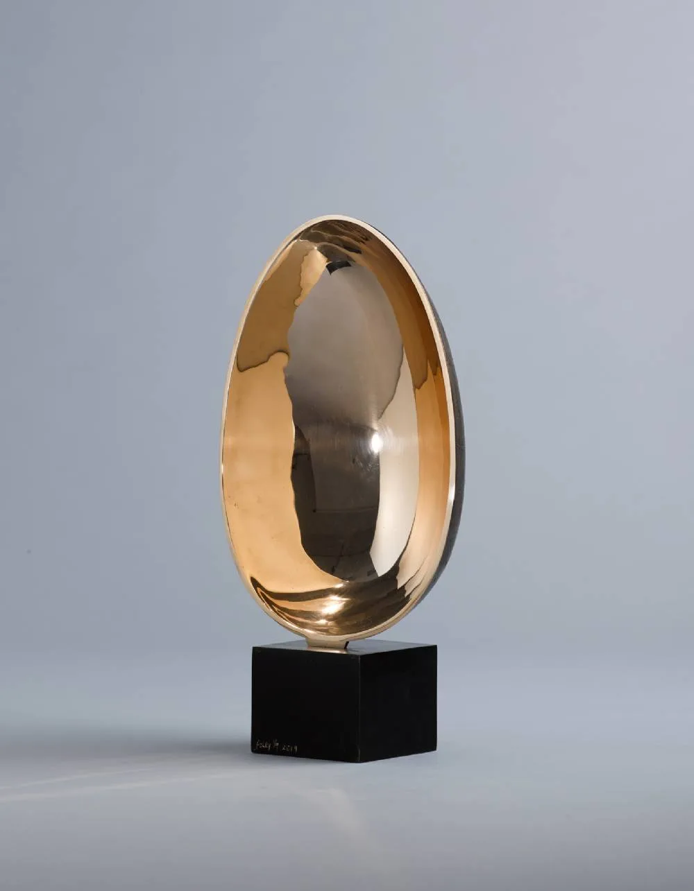 MEZZO UOVO by Michael Foley, 2019, bronze on brinze plinth; (no 1. from an edition of 9), sold Oct 2020
