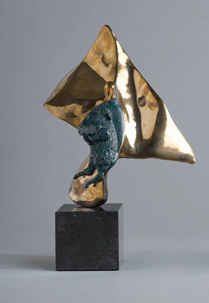 WINGED SHEPHERD by Joseph Sloan, 2011, bronze and marble; (artist's proof I/II), sold Oct 2020