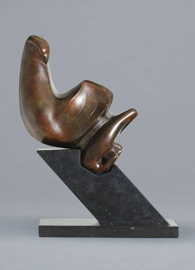 Anna Linnane, YOUNG EAGLE, bronze on black marble base; (from an edition of 9)