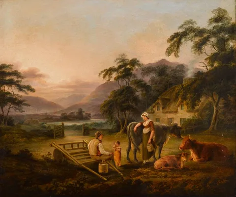 John George Mulvany, A FAMILY AT REST NEAR CARLINGFORD LOUGH, 1826-1834, oil on canvas
