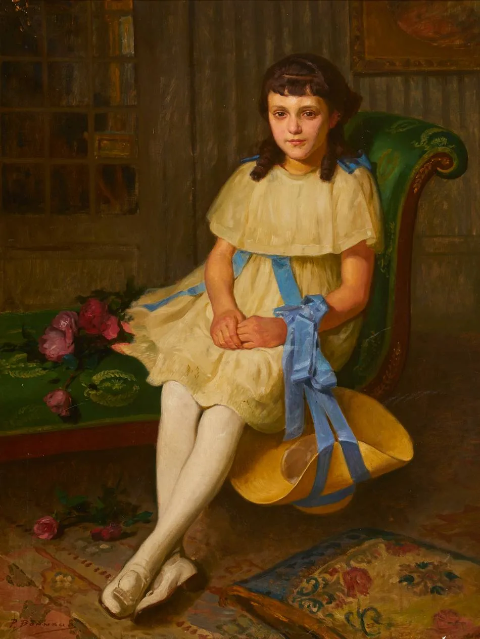 Pierre Bonnaud, PORTRAIT OF A YOUNG GIRL SEATED, oil on canvas