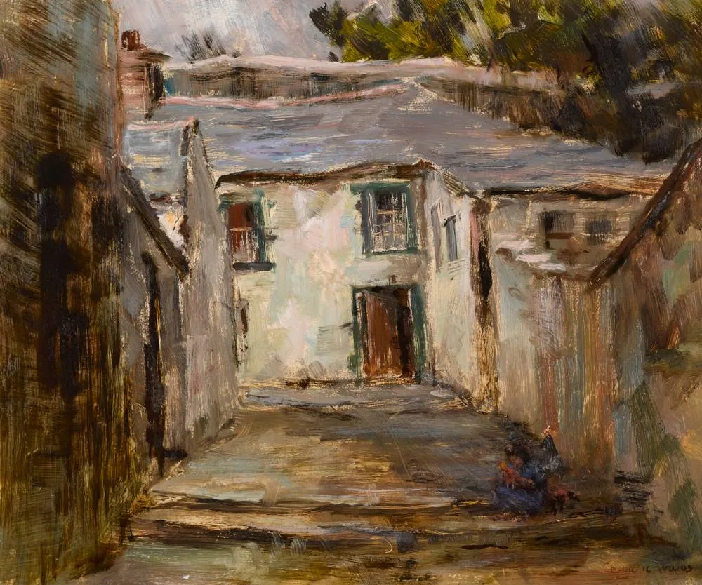GALWAY LANEWAY by Padraic Woods, oil on board, sold Oct 2020