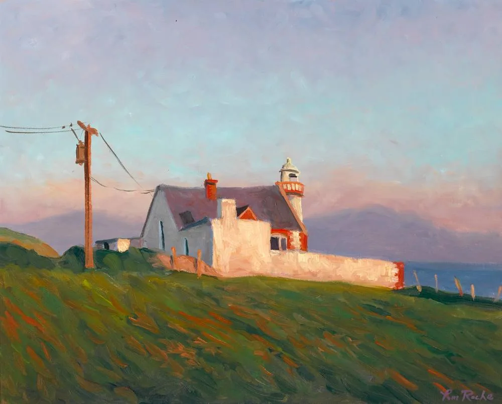 DINGLE LIGHTHOUSE, COUNTY KERRY by Tom Roche, oil on board, sold Oct 2020