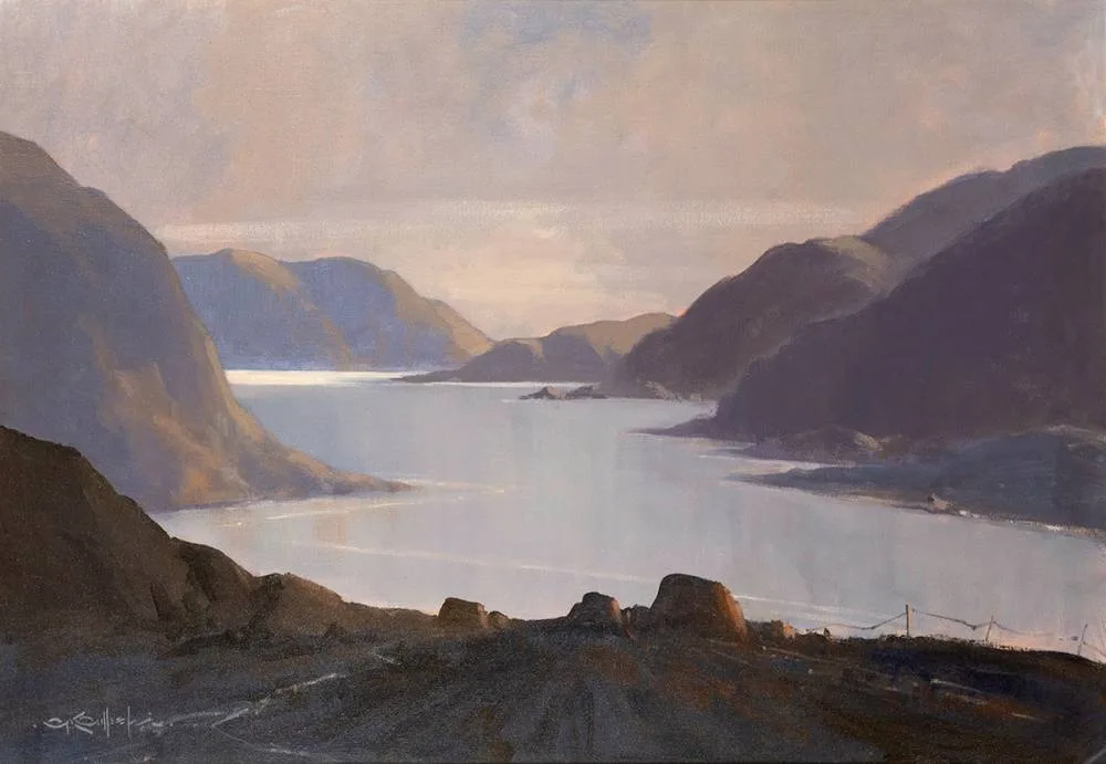 EVENING LIGHT, KILLARY, COUNTY GALWAY by George K. Gillespie, oil on canvas, sold Jul 2020