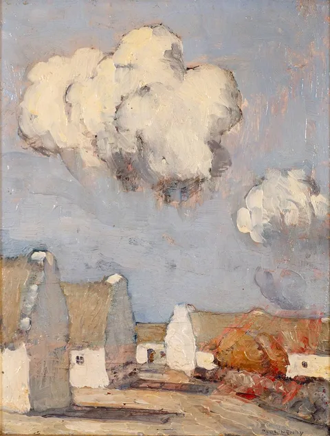 Paul Henry, CLADDAGH VILLAGE, 1928, oil on board