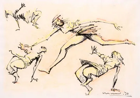 Frederick Edward McWilliam, STUDIES FOR WOMEN OF BELFAST, 1972, pen, ink and wash on paper