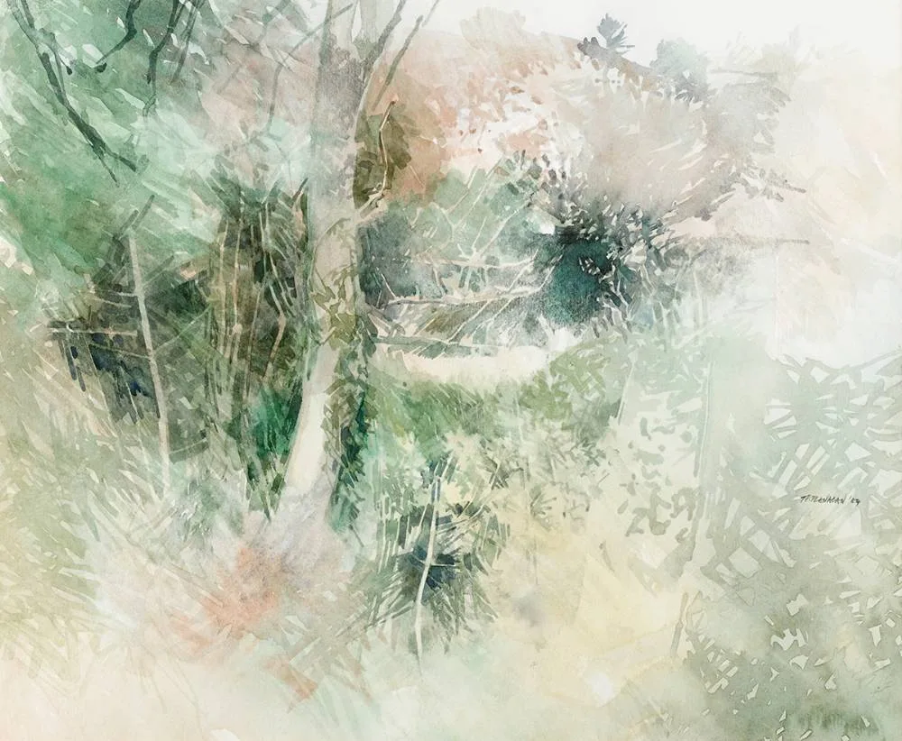 DRUMBO SPRING by Terence P. Flanagan, 1984, watercolour, offered Jul 2020
