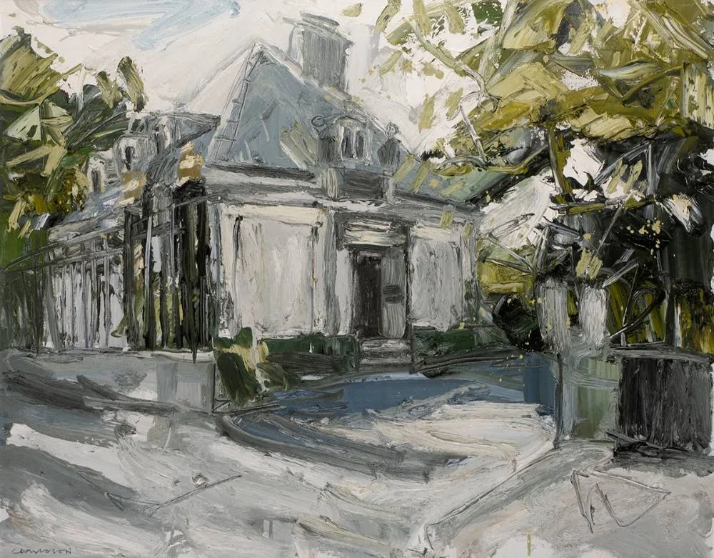 STORMONT GATE LODGE by Colin Davidson, 2002, oil on canvas, sold Jul 2020