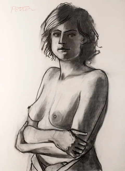 George Potter, WOMAN NO. 2, 2011, charcoal on Fabriano paper