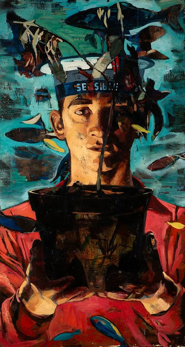 CAPTAIN SENSIBLE by James Hanley, 1992, oil on canvas, sold Jul 2020