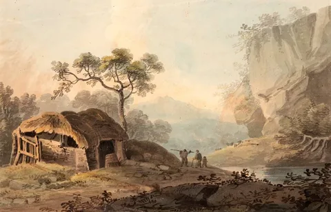 VIEW IN THE COUNTY OF WICKLOW by John Henry Campbell, 1808, watercolour, sold Jul 2020
