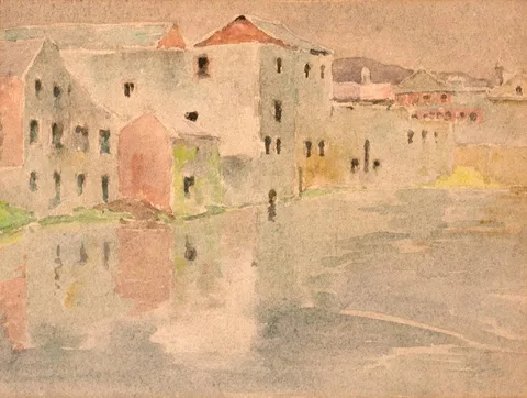 ON THE RIVER, SLIGO by Lilian Lucy Davidson, 1930, watercolour, sold Jul 2020