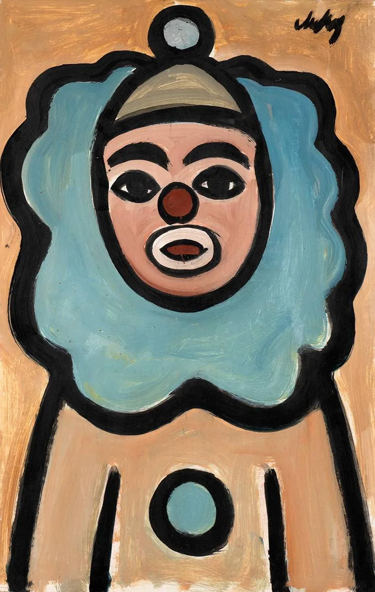 CLOWN by Markey Robinson, gouache, sold Jul 2020