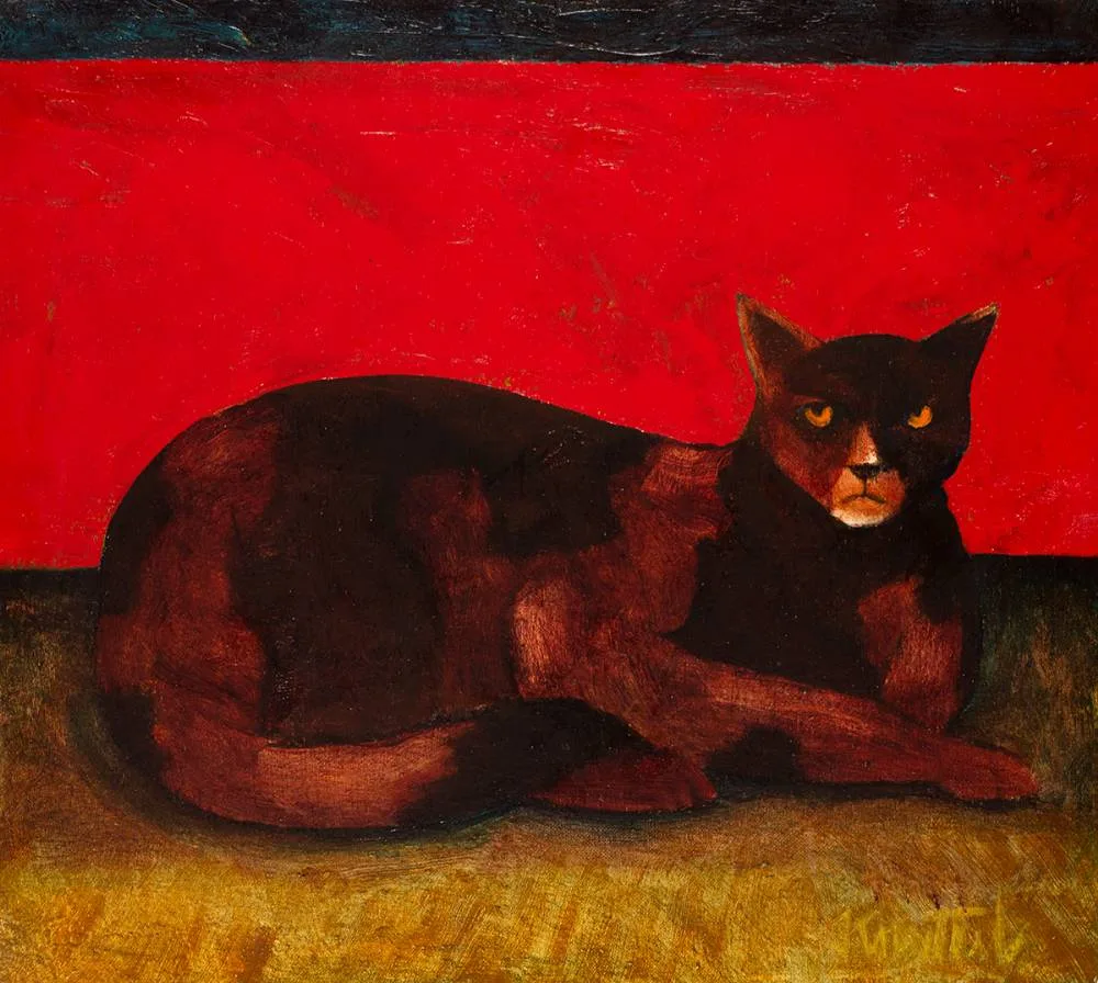 CAT by Graham Knuttel, oil on canvas; (unframed), offered Jul 2020