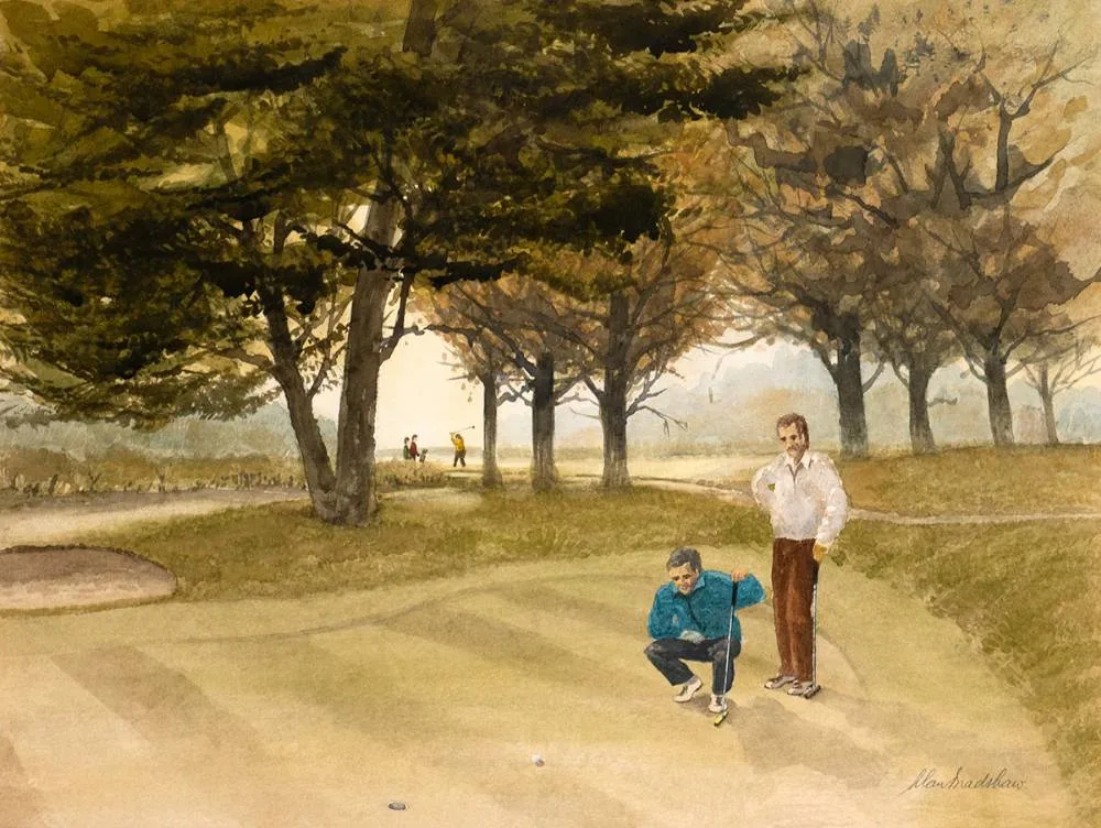 Alan Bradshaw, THIS PUTT FOR THE MATCH, 1993, watercolour