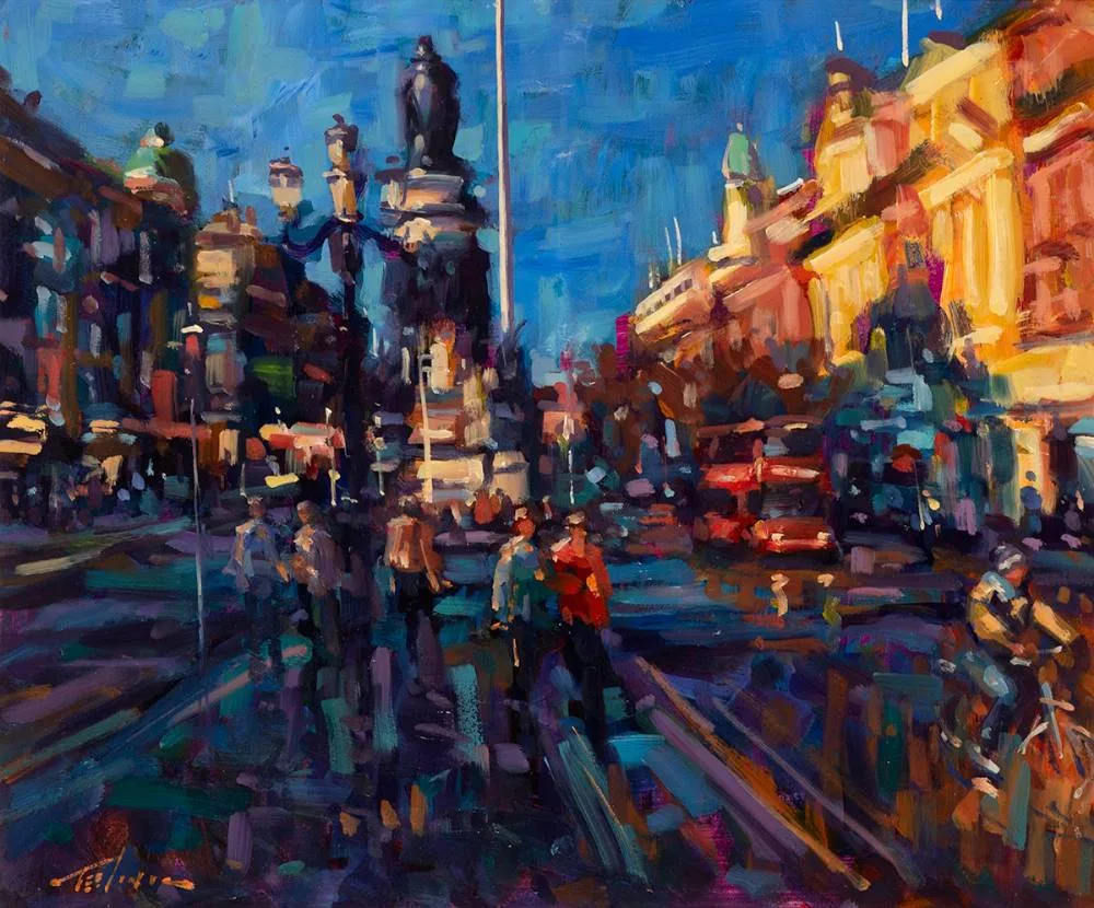 O'CONNELL STREET, DUBLIN by Norman Teeling, oil on board, sold Jul 2020