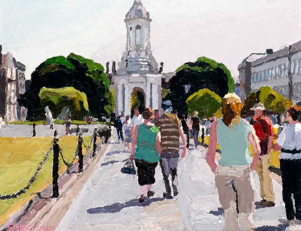 TRINITY COLLEGE, DUBLIN by Stephen Cullen, oil on board, sold Jul 2020