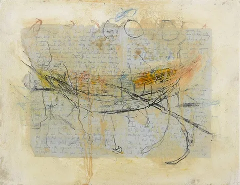 SMALL BOAT by Timothy Hawkesworth, 2004, pencil, wax and oil on paper, sold Feb 2020
