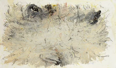 SMALL DRAWING #3 by Timothy Hawkesworth, 2004, pencil, wax and oil on paper, sold Feb 2020
