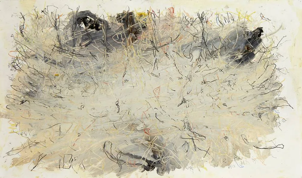 SMALL DRAWING #3 by Timothy Hawkesworth, 2004, pencil, wax and oil on paper, sold Feb 2020