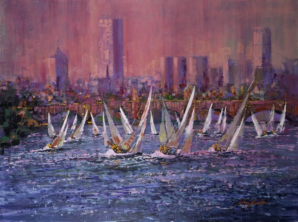 Kerry Hallam, EVENING ON THE CHARLES, acrylic on canvas