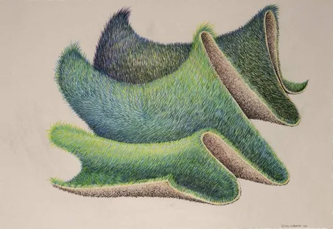 Cindi Harper, GRASS DRAWING (THREE PEAKS), 2004, pencil