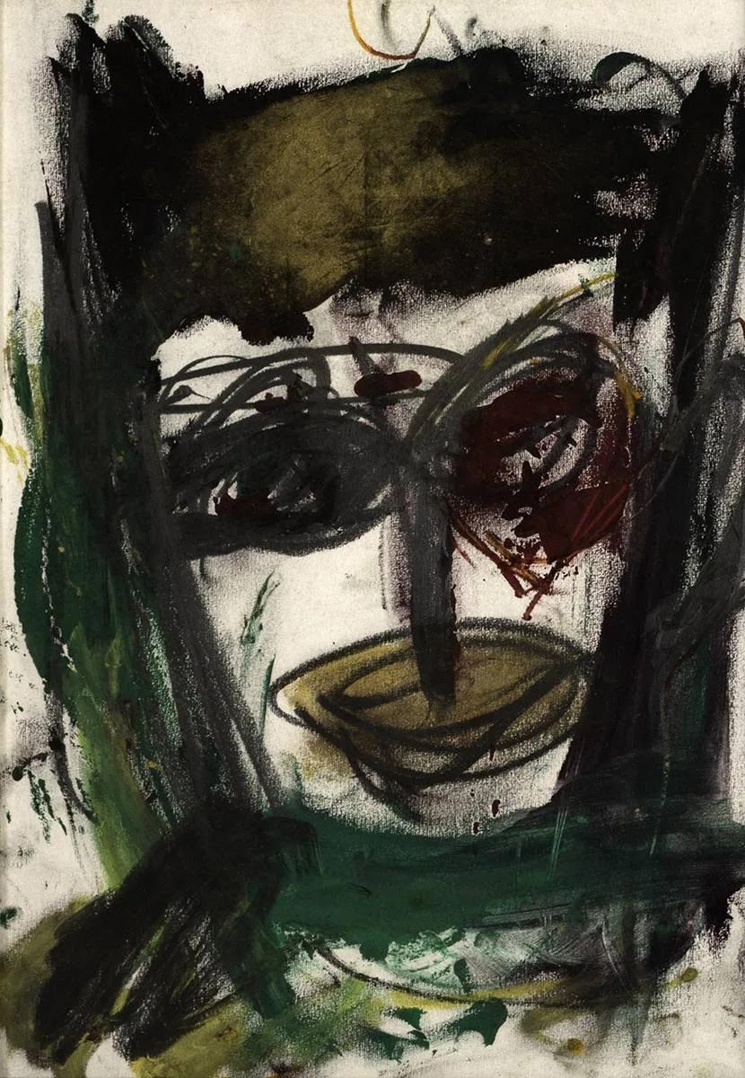 UNTITLED (FACE) by Michael Mulcahy, mixed media on paper, sold Feb 2020