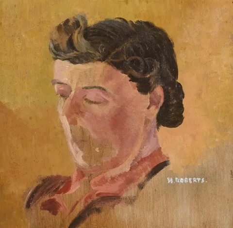 Hilda Roberts, UNFINISHED PORTRAIT OF HESTER GILSON, DRUMSHANBO, COUNTY LEITRIM, TRADITIONAL IRISH SINGER, oil on panel