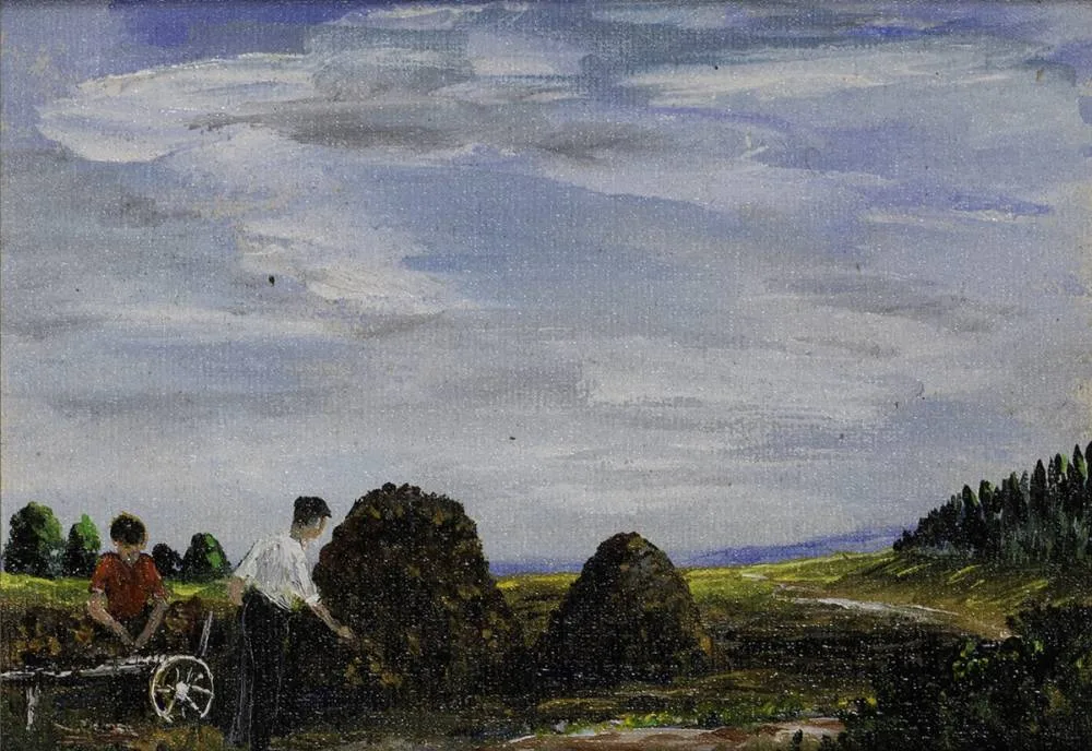 Terry de Valera, DAY OUT ON THE BOG and COTTAGE [A PAIR], oil on canvas board