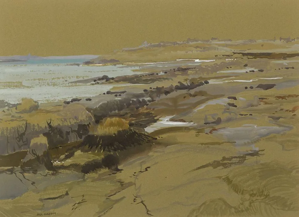 COASTAL SCENE by Bea Orpen, gouache, sold Feb 2020