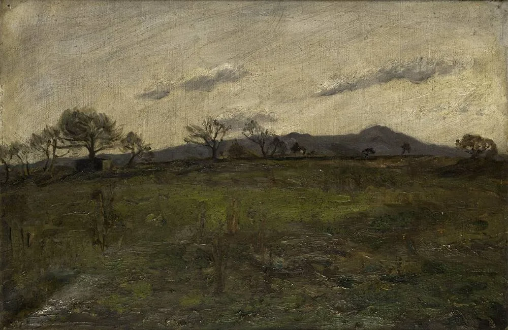 LANDSCAPE, COUNTY DUBLIN by Estella Solomons, oil on canvas, sold Feb 2020