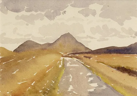 RURAL SCENE WITH MOUNTAIN by Frank Forty, watercolour, sold Feb 2020