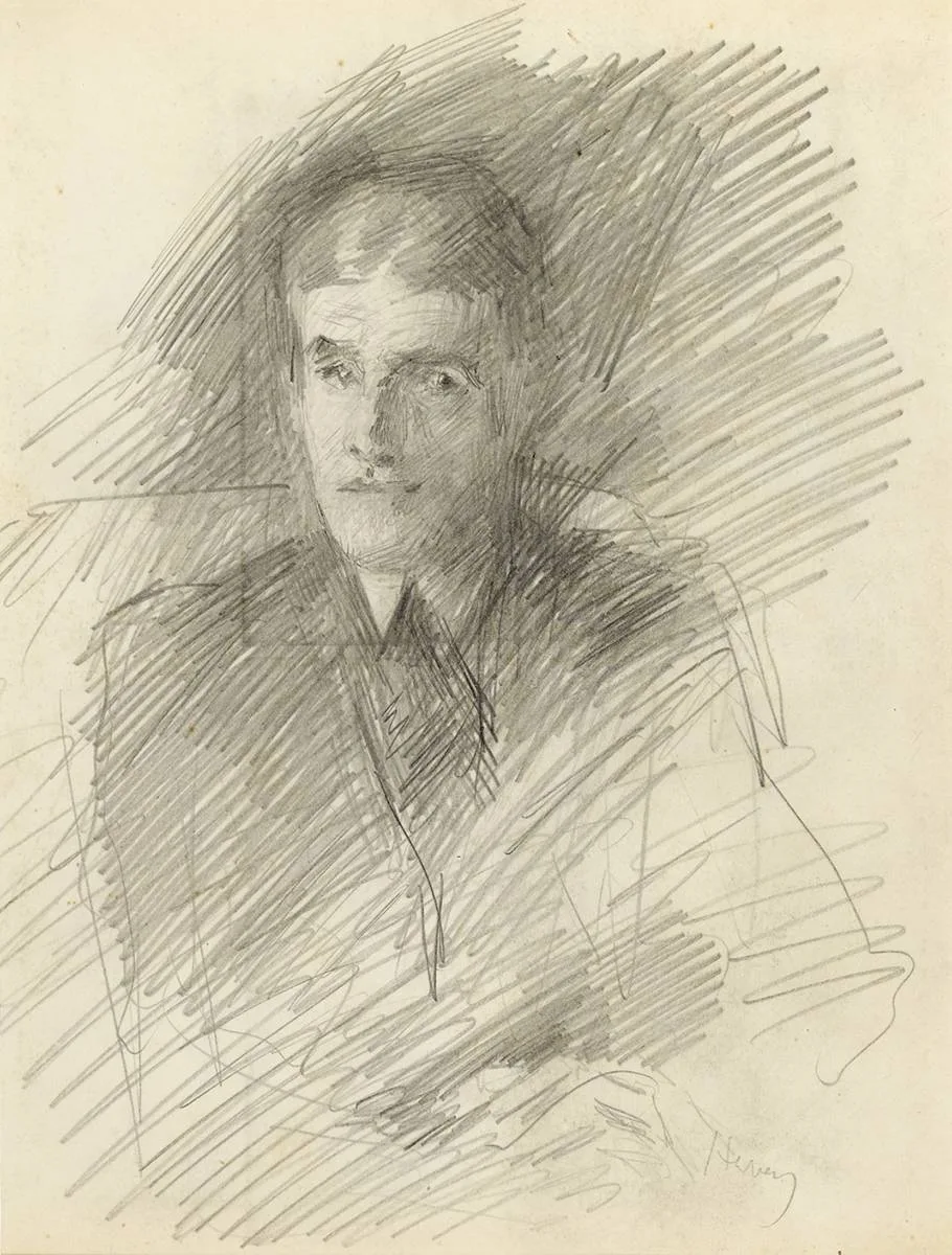 'HARVEY' by John Butler Yeats, pencil on card, sold Feb 2020