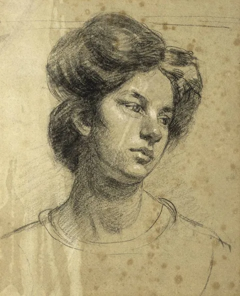 Sarah Purser, PORTRAIT OF A LADY, pencil heightened with white on paper