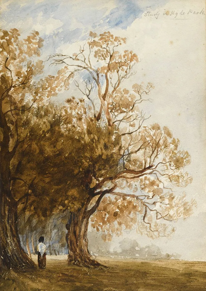 STUDY IN HYDE PARK by Andrew Nicholl, watercolour, sold Feb 2020