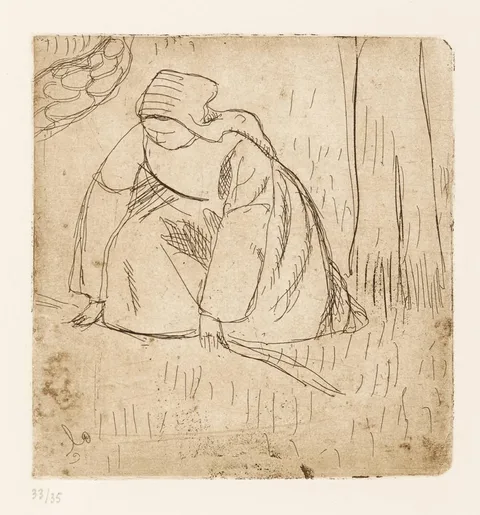 Armand Seguin, BRETONNE AU TRAVAIL [1893/1894] and PAYSAGE RAYÉ (A PAIR), etching; (no. 33 from an edition of 35 & IV/V); (2)
