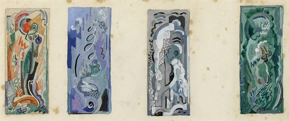 FOUR STUDIES by Mainie Jellett, gouache, sold Mar 2020