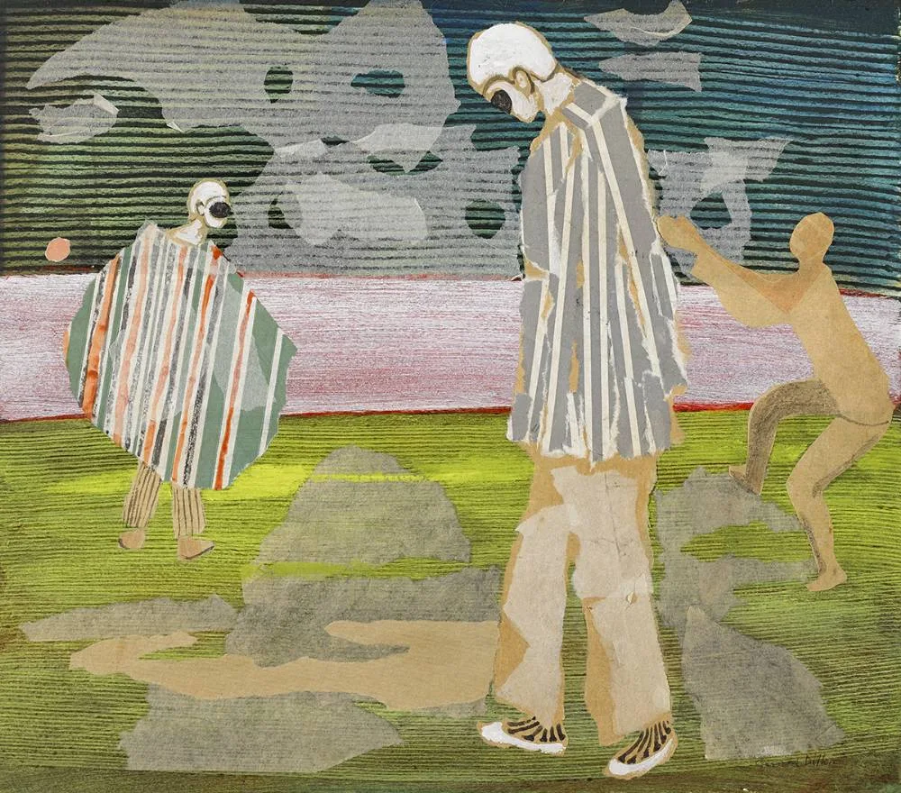 SAD PIERROT by Gerard Dillon, pencil, ink and gouache with collage element, sold Mar 2020