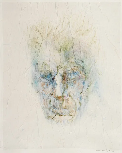 Louis le Brocquy, IMAGE OF SAMUEL BECKETT, 1992, watercolour on tissue paper