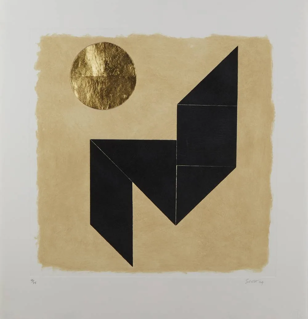TANGRAM I by Patrick Scott, 2004, carborundum and gold leaf (no. 46 from an edition of 75), sold Mar 2020
