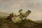 Thomas Sidney Cooper, SHEEP IN A LANDSCAPE WITH DISTANT COTTAGES