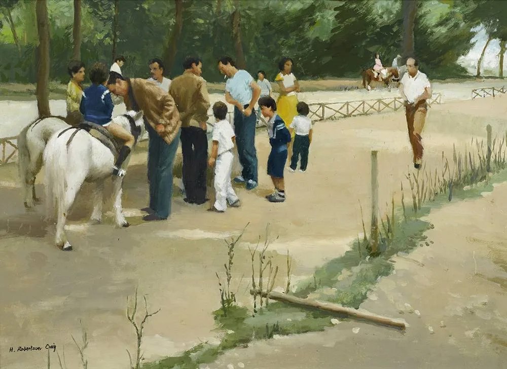 PONY RIDES by Henry Robertson Craig, oil on board, sold Mar 2020