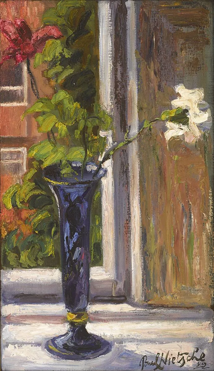 STILL LIFE WITH FLOWERS by Paul Nietsche, 1922, oil on board, sold Mar 2020